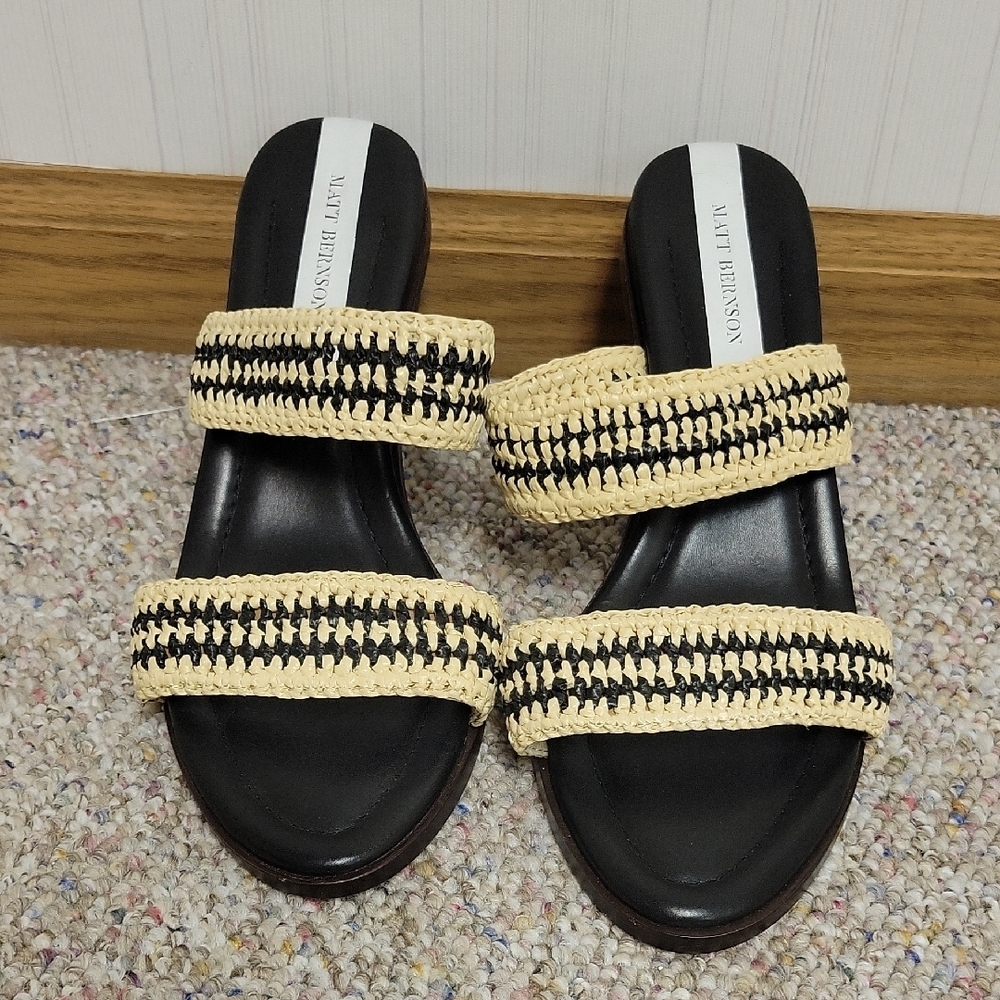 Matt Bernson Black and Cream Women's Sandals Ceylon Sz 9 NWOT office summer